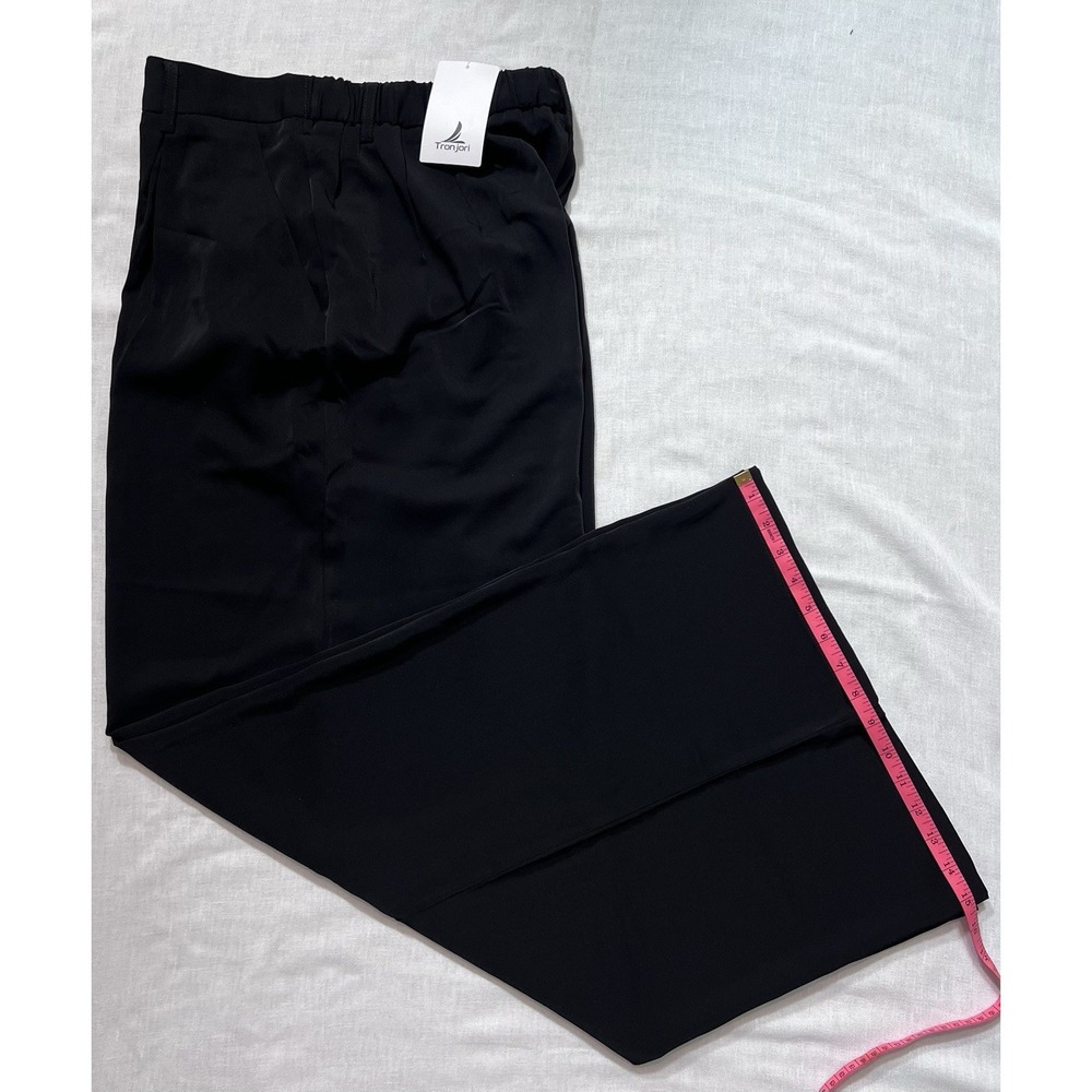 Tronjori High Waist Wide Leg Black Pants Trouser Sz XL Medium Classy Elegant